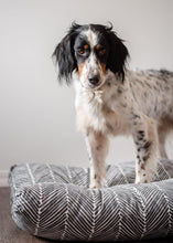 Load image into Gallery viewer, Herringbone Dog Bed - Dog Bed Cover - Farmhouse Dog Bed - Black and White - Durable Dog Bed - Washable - Large Pet Bed - Custom Dog Bed