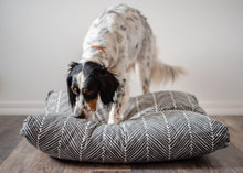 Load image into Gallery viewer, Herringbone Dog Bed - Dog Bed Cover - Farmhouse Dog Bed - Black and White - Durable Dog Bed - Washable - Large Pet Bed - Custom Dog Bed
