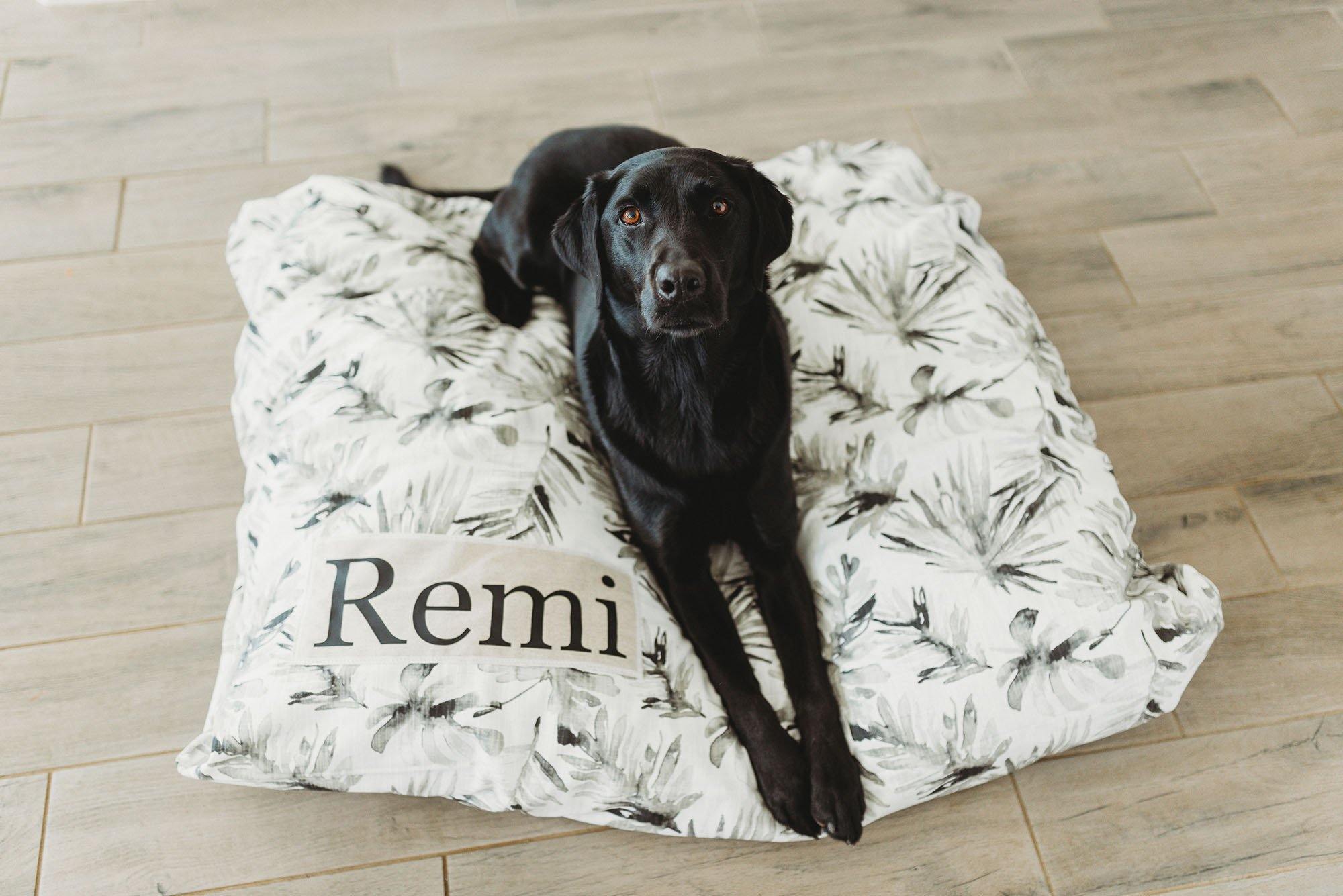 Gray Leaf Dog Bed Cover Personalized Dog Bed