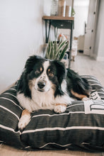 Load image into Gallery viewer, Striped Dog Bed Cover - Black Dog Beds - Personalized Dog Bed - Custom Bed - Farmhouse Dog Bed Cover - ALL SIZES - Washable - Small - Large