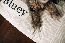 Load image into Gallery viewer, Herringbone Dog Bed - Dog Bed Cover - Farmhouse Dog Bed - Tan and White - Puppy Bed - Washable - Large Pet Bed - Custom Dog Bed