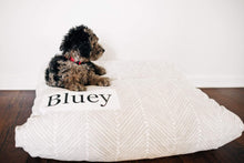 Load image into Gallery viewer, Herringbone Dog Bed - Dog Bed Cover - Farmhouse Dog Bed - Tan and White - Puppy Bed - Washable - Large Pet Bed - Custom Dog Bed