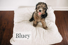 Load image into Gallery viewer, Herringbone Dog Bed - Dog Bed Cover - Farmhouse Dog Bed - Tan and White - Puppy Bed - Washable - Large Pet Bed - Custom Dog Bed