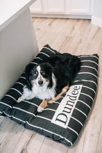 Load image into Gallery viewer, Striped Dog Bed Cover - Black Dog Beds - Personalized Dog Bed - Custom Bed - Farmhouse Dog Bed Cover - ALL SIZES - Washable - Small - Large