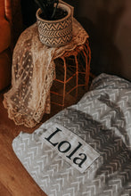 Load image into Gallery viewer, Gray Dog Bed - Farmhouse Dog Bed Cover - Arrow Puppy Bed - French Gray Doggie Bed - Boho Pet Bed Cover - Washable Dog Bed - Personalized Bed