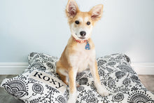 Load image into Gallery viewer, Farmhouse Dog Bed Cover - Personalized Dog Bed - Pet Bedding - Custom Pet Bed - Cat Bed - Washable Dog Bed - Floor Cushion - Black and White