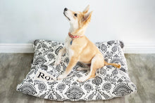 Load image into Gallery viewer, Farmhouse Dog Bed Cover - Personalized Dog Bed - Pet Bedding - Custom Pet Bed - Cat Bed - Washable Dog Bed - Floor Cushion - Black and White