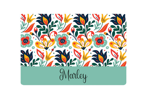 Bright Floral Pet Placemat - Food/Water Mat - Custom Pet Mat - Personalized Name Placemat - Puppy Gift - Dog Gift - Cat Bowl Mat - Floor