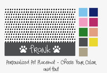Load image into Gallery viewer, Black and White Pet Placemat - Food Mat - Water Mat - Custom Pet Mat - Personalized Name Placemat - Puppy Gift - Gift - Cat Bowl Mat - Floor