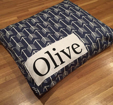 Load image into Gallery viewer, Dog Bed Cover - Navy Arrow Dog Bed - Personalized Dog Bed - Custom Dog Bed - Pet Beds - Blue Dog Bed Cover Dog Bed - ALL SIZES - Washable
