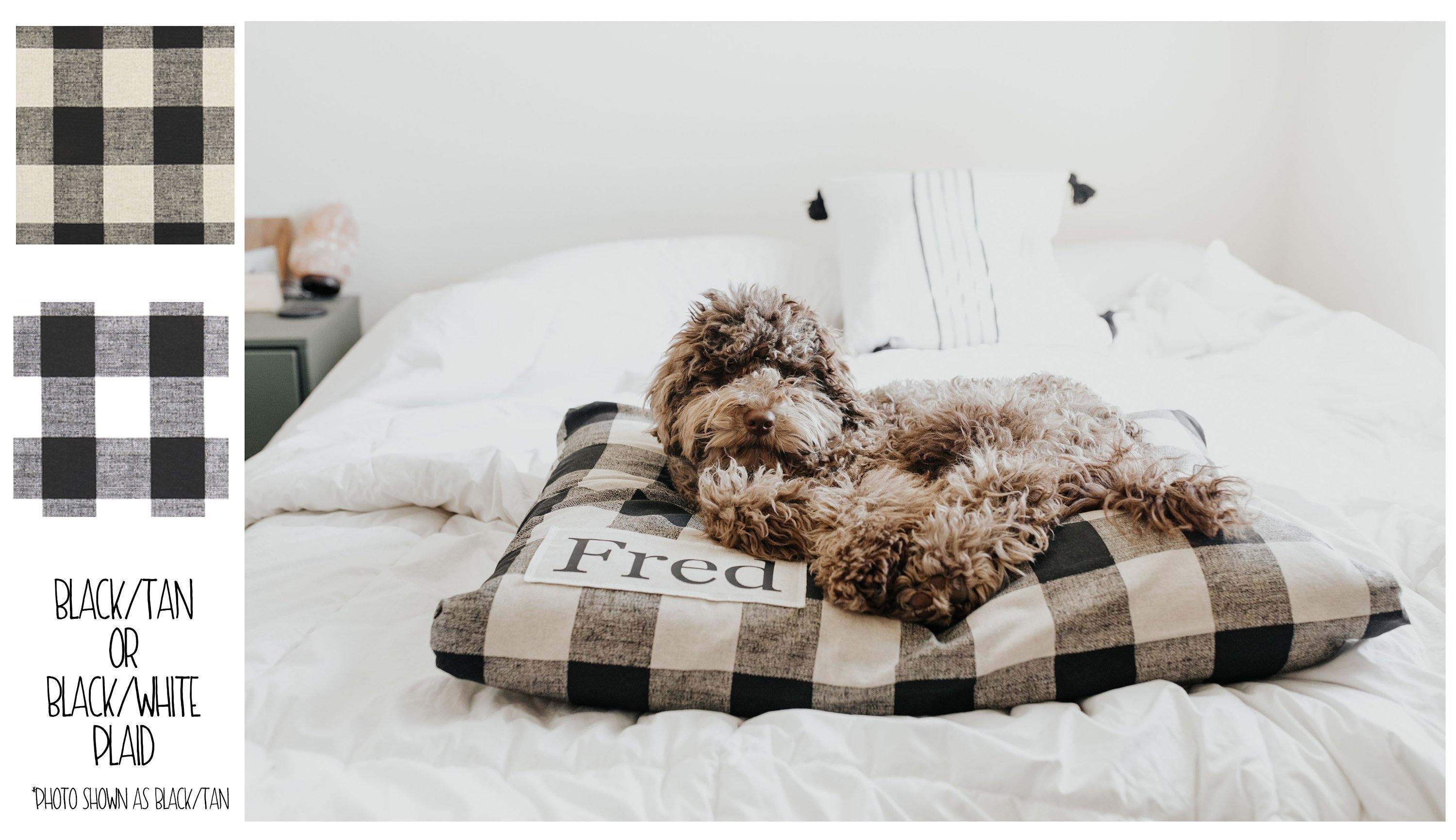 Black and white plaid dog cheap bed