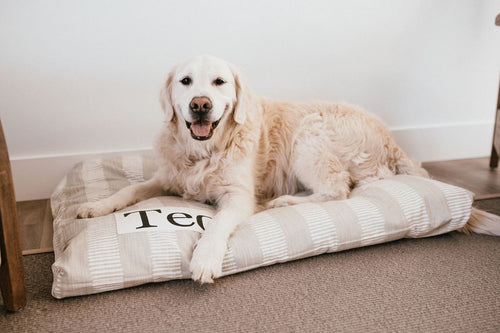 Striped Dog Bed Cover - Gray Dog Beds - Personalized Dog Bed - Custom Bed - Dash - Boho Dog Bed Cover - New Pet - Washable - Small - Large