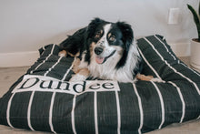 Load image into Gallery viewer, Striped Dog Bed Cover - Black Dog Beds - Personalized Dog Bed - Custom Bed - Farmhouse Dog Bed Cover - ALL SIZES - Washable - Small - Large
