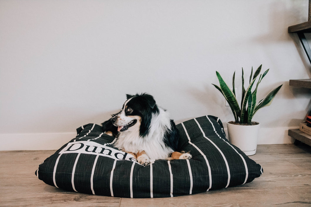 Striped Dog Bed Cover - Black Dog Beds - Personalized Dog Bed - Custom Bed - Farmhouse Dog Bed Cover - ALL SIZES - Washable - Small - Large